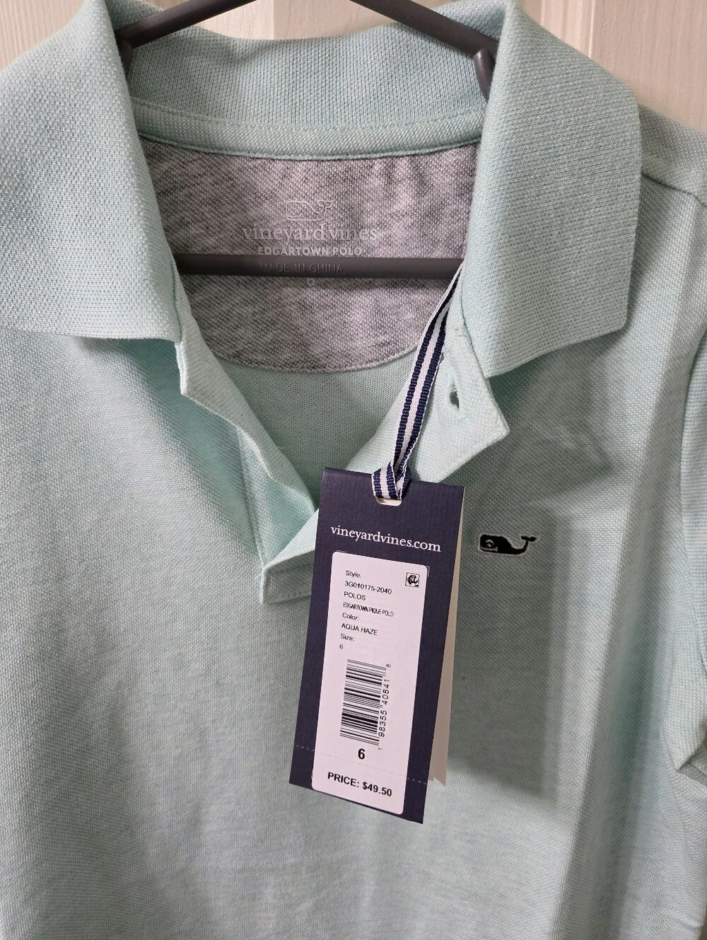 NWT Vineyard Vines Boys Edgartown Polo Aqua Haze Color, Size 6